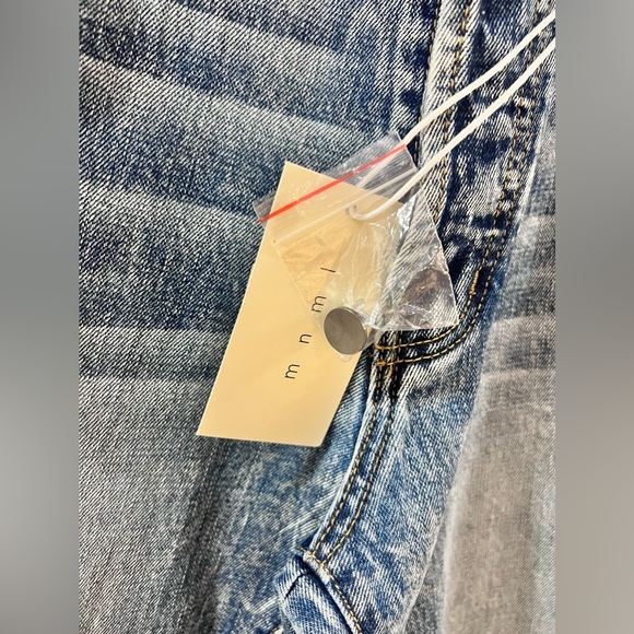 MNML Flare Blue Denim Jeans Distressed - Picture 3 of 13